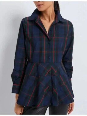 Tuckernuck Pomander Place Fraser Plaid Ashlen Blouse Size Medium